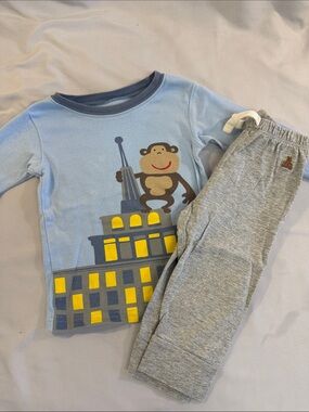 GAP Blue and Gray Monkey Graphic Pajama Set